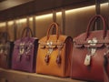 Array of Multicolored Purses on Display. Generative AI