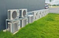 An array of multiple out door air conditioner units