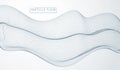 Array of particles flowing, dynamic sound wave. 3d vector illustration. Mesh of blurred dots, beautiful illustration. Royalty Free Stock Photo