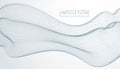 Array of particles flowing, dynamic sound wave. 3d vector illustration. Mesh of blurred dots, beautiful illustration. Royalty Free Stock Photo