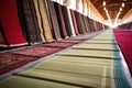 array of prayer mats in a mosque