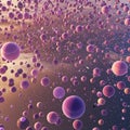 An array of purple and pink spheres of varying sizes floats in a seemingly infinite Royalty Free Stock Photo