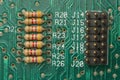 Array of Soldered Resistors and Jumper connectors on PCB