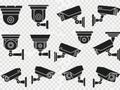 Array of security cameras isolated on white background Royalty Free Stock Photo