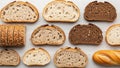 Crusts some with a soft airy interior and others with a denser Royalty Free Stock Photo