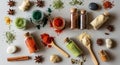 An array of spices and herbs Royalty Free Stock Photo