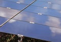 Array of  thin film solar cells or amorphous silicon solar cells or photovoltaics in solar power plant turn up skyward absorb the Royalty Free Stock Photo