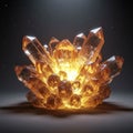 An array of translucent amber crystals, radiating from a central point, emanate a Royalty Free Stock Photo