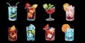 Array of Various Glasses Filled With Different Drinks Royalty Free Stock Photo