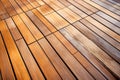 an array of variously finished teak deck pieces Royalty Free Stock Photo