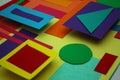 Array of vibrant colored sheets of paper layered in an organized way Royalty Free Stock Photo