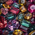 An array of vibrant gemstones adorning a sleek table, inspiring creativity Royalty Free Stock Photo