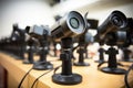 an array of webcams lined up side by side Royalty Free Stock Photo