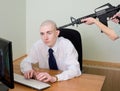 Arrest of the hacker at office Royalty Free Stock Photo