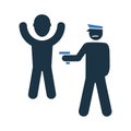 Arrest, police, hands up icon. Simple editable vector illustration