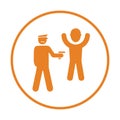 Arrest, police, hands up icon. Simple vector design