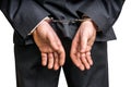 Arrested businessman in handcuffs with hands behind back Royalty Free Stock Photo