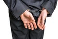 Arrested businessman in handcuffs with hands behind back Royalty Free Stock Photo