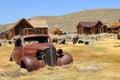 Bodie Ghost Town, Arrested Decay of old car and houses at Bodie State Historic Park, California, USA Royalty Free Stock Photo