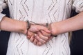 Arrested woman in handcuffs Royalty Free Stock Photo