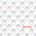 Arrhythmia heart icon patterned poster on white background Royalty Free Stock Photo