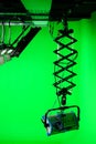 Arri lights in green screen studio for virtual production and vfx Royalty Free Stock Photo