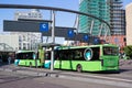 Arriva VDL Citea busses at central bus station in Leiden, The Netherlands Royalty Free Stock Photo
