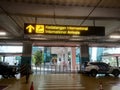 Arrival board at airport in parking area