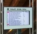 Arrival board at the Bern train station