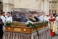 Arrival of the body of St. Leopold Mandic in Zagreb Cathedral Royalty Free Stock Photo