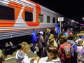 The arrival of the campaign train of the Russian liberal democratic party.