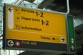 Arrival and departure information sign Royalty Free Stock Photo