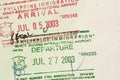 Arrival departure passport stamps