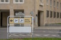 Arrival Departure sign at entrance of Tempelhof Airport in Tempelhof Berlin Germany Royalty Free Stock Photo