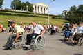 Arrival of invalids on wheelchair.