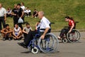 Arrival of invalids on wheelchair.