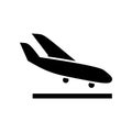 Arrival landing plane icon simple flat vector illustration