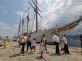 Arrival of the Sailing School Ship Juan SebastiÃÂ¡n de Elcano to the Naval Military School of MarÃÂ­n, Pontevedra