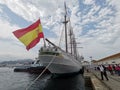 Arrival of the Sailing School Ship Juan SebastiÃÂ¡n de Elcano to the Naval Military School of MarÃÂ­n, Pontevedra