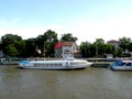 The arrival of the ship in the harbor of Sulina. Royalty Free Stock Photo