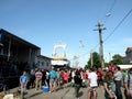 The arrival of the ship in the harbor of Sulina. Royalty Free Stock Photo