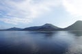 Scene of Simpson Harbour and Rabaul from a cruise ship. Royalty Free Stock Photo