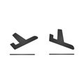 Arrivals and departure plane icons. Simple black take off and landing airplane signs. vector illustration.