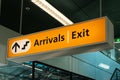 Arrivals and Exit sign closeup on airport Royalty Free Stock Photo