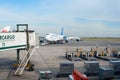 Arriving of an airplane of Aerolineas Argentinas at Ezeiza airport Royalty Free Stock Photo