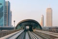 Arriving at a Metropolitan Transit Station in Dubai by Rail