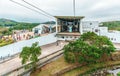 Arriving at Ngong Ping 360 Skyrail upper station on Lantau Island in Hong Kong. Worlds most amazing cable car experience. Out of Royalty Free Stock Photo