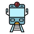 Arriving train front view icon color outline vector Royalty Free Stock Photo