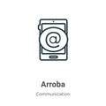Arroba outline vector icon. Thin line black arroba icon, flat vector simple element illustration from editable communication
