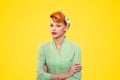 Pinup girl looking with arrogance at camera Royalty Free Stock Photo